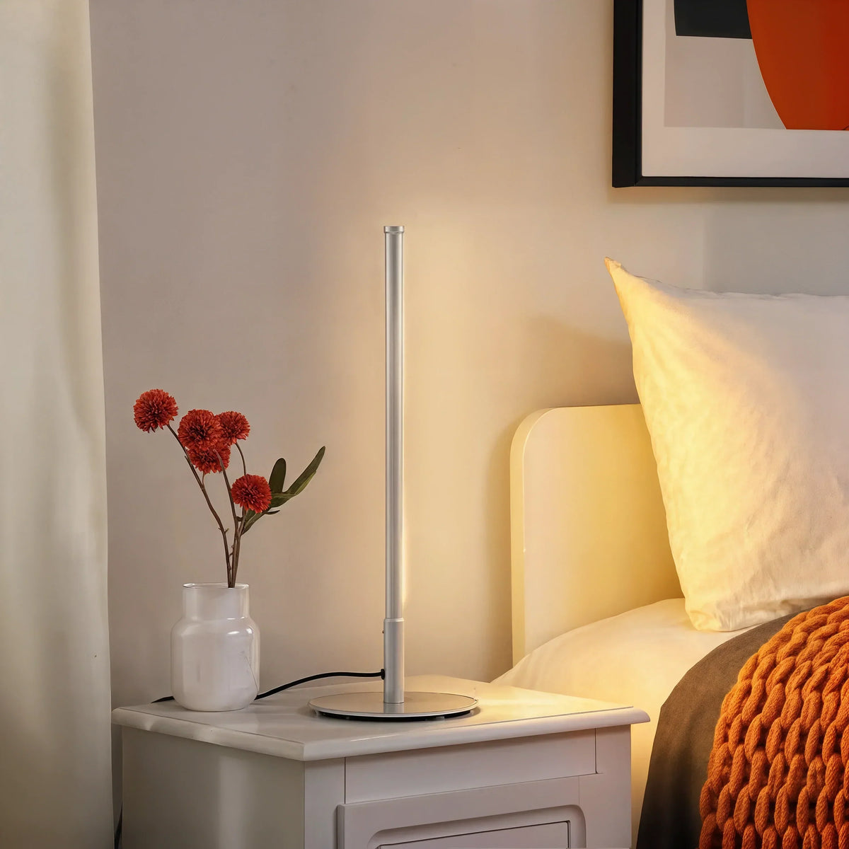 Golden LED Table Lamp — Round Silhouette, Matte Finish
