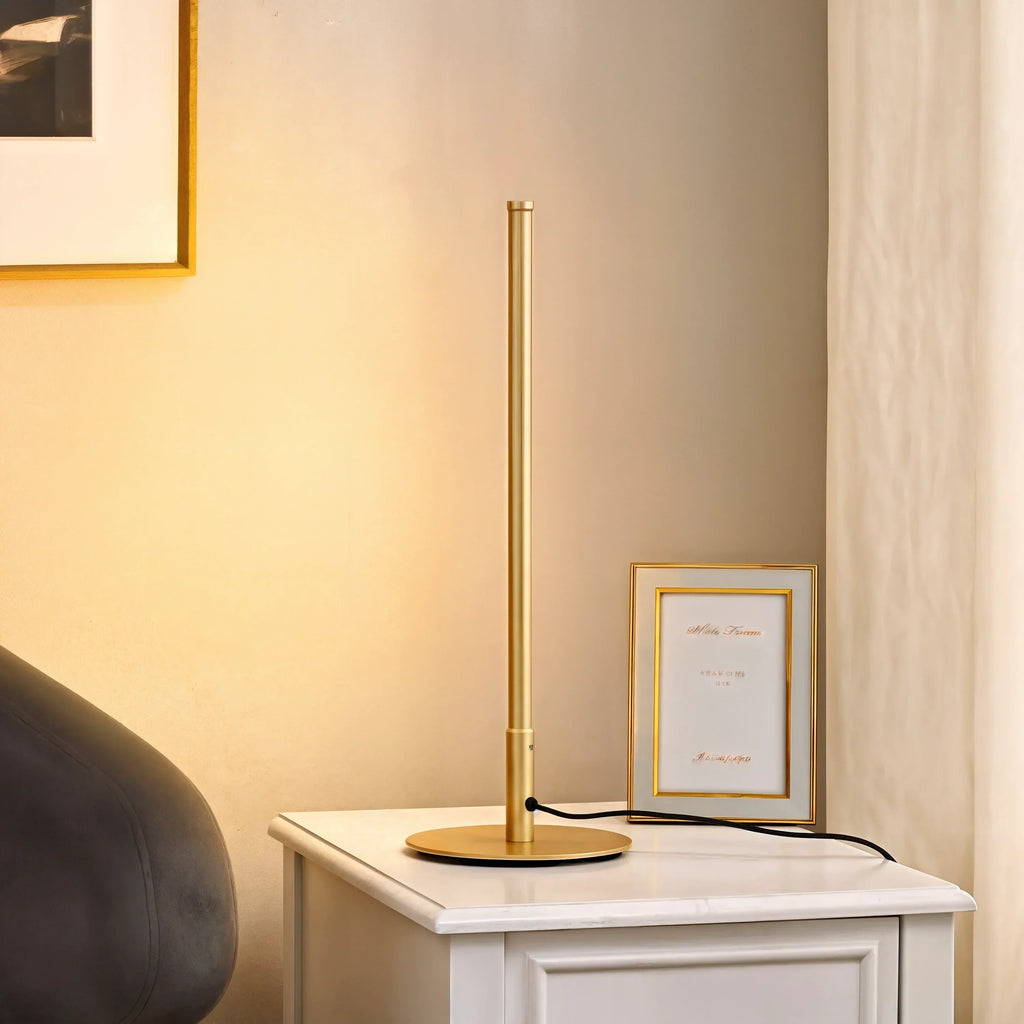 Golden LED Table Lamp — Round Silhouette, Matte Finish