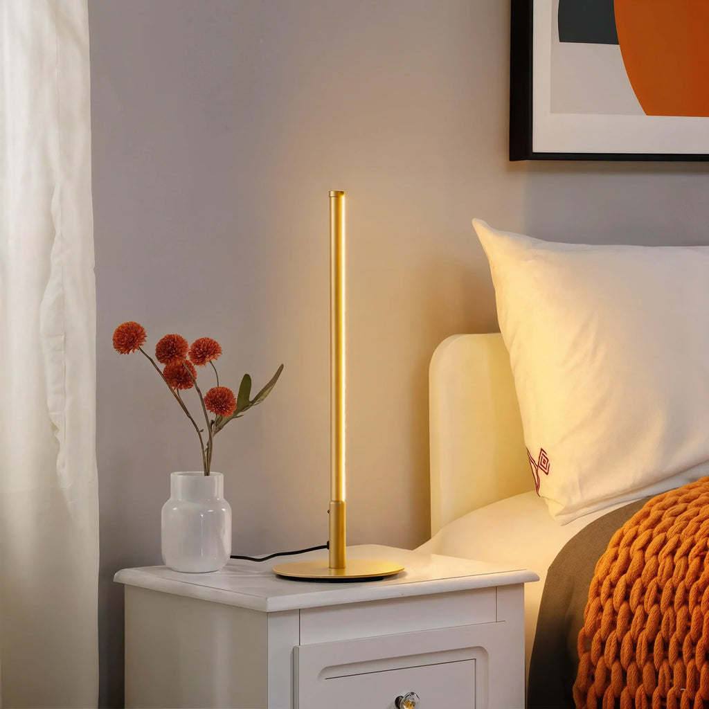 Golden LED Table Lamp — Round Silhouette, Matte Finish