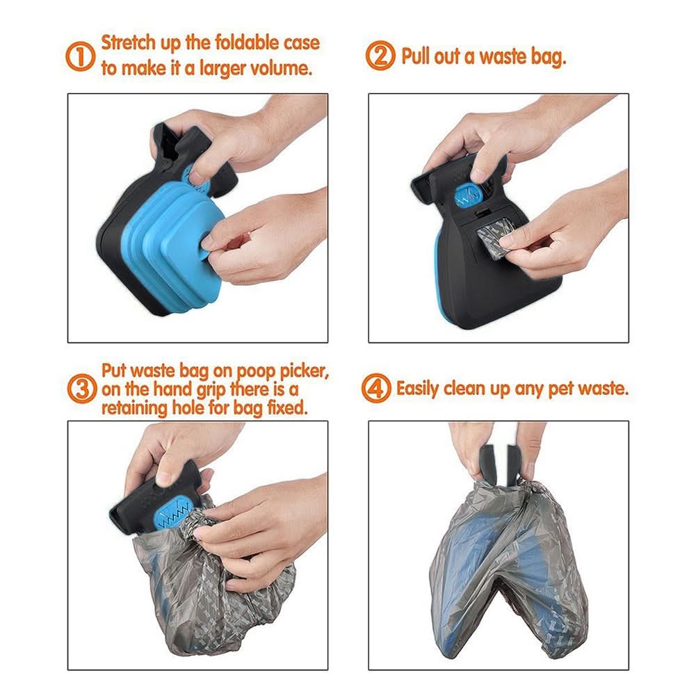 TerraScoop bærbar hundelorteske — justerbar gribetang, bæreklemme