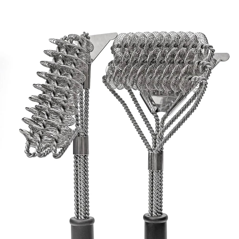 GrillGuard Bristleless BBQ Brush — Three-Head Design, Integrated Scraper
