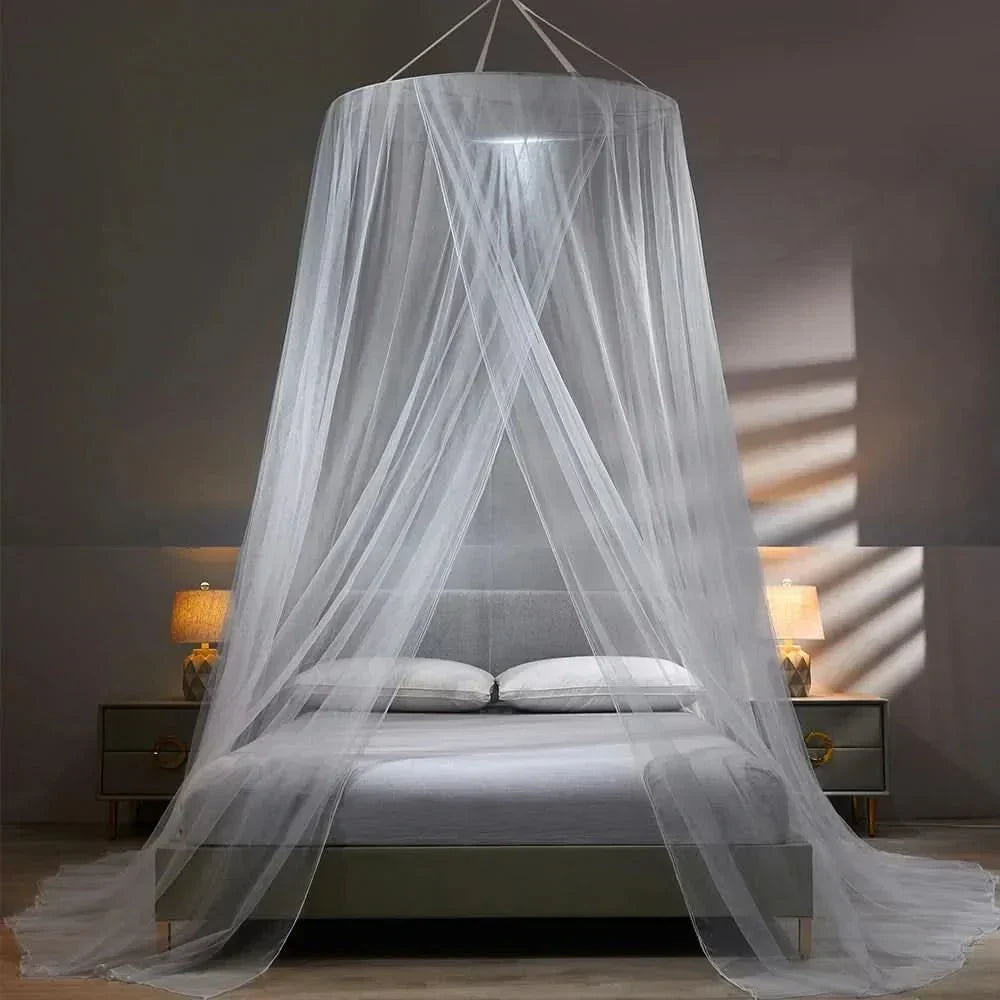 Mosquitera plegable para cama doble — diseño portátil y compacto