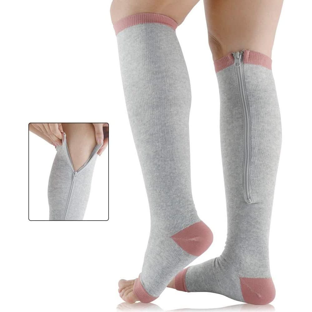 Calze elastiche a compressione FlexEase — Chiusura con cerniera, design per un sostegno tutto il giorno