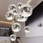 AuroraSphere Glass Orb Pendant Light With Silver Half And Clear Half