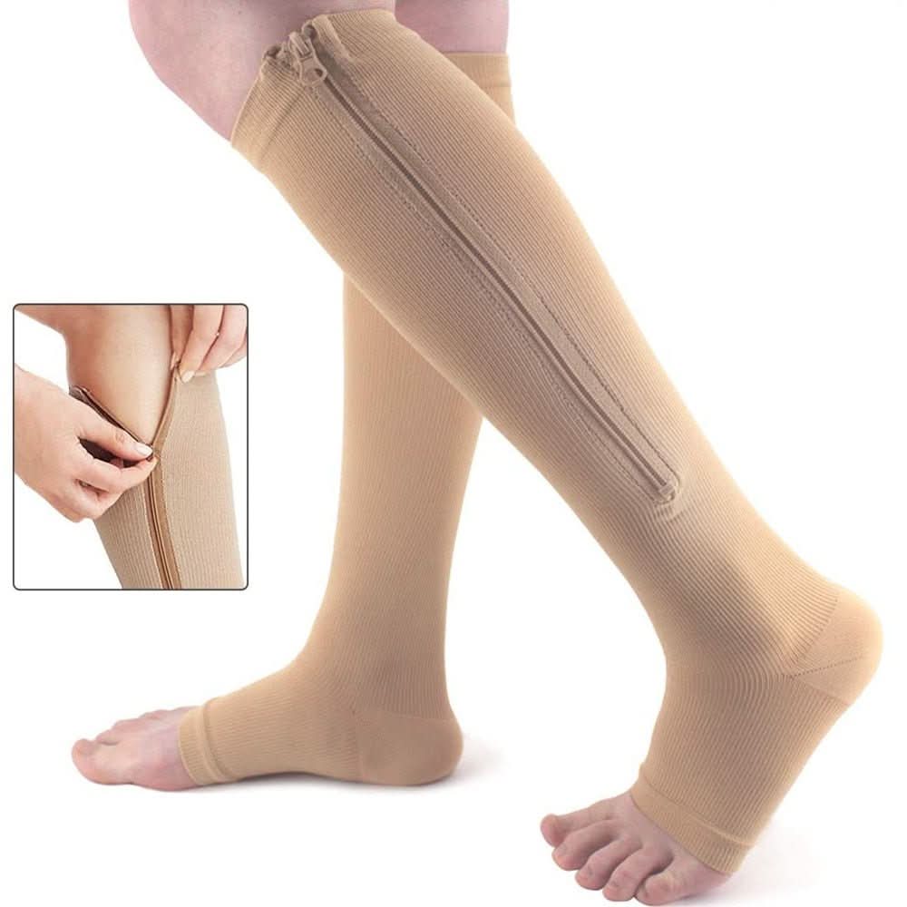 Calze elastiche a compressione FlexEase — Chiusura con cerniera, design per un sostegno tutto il giorno