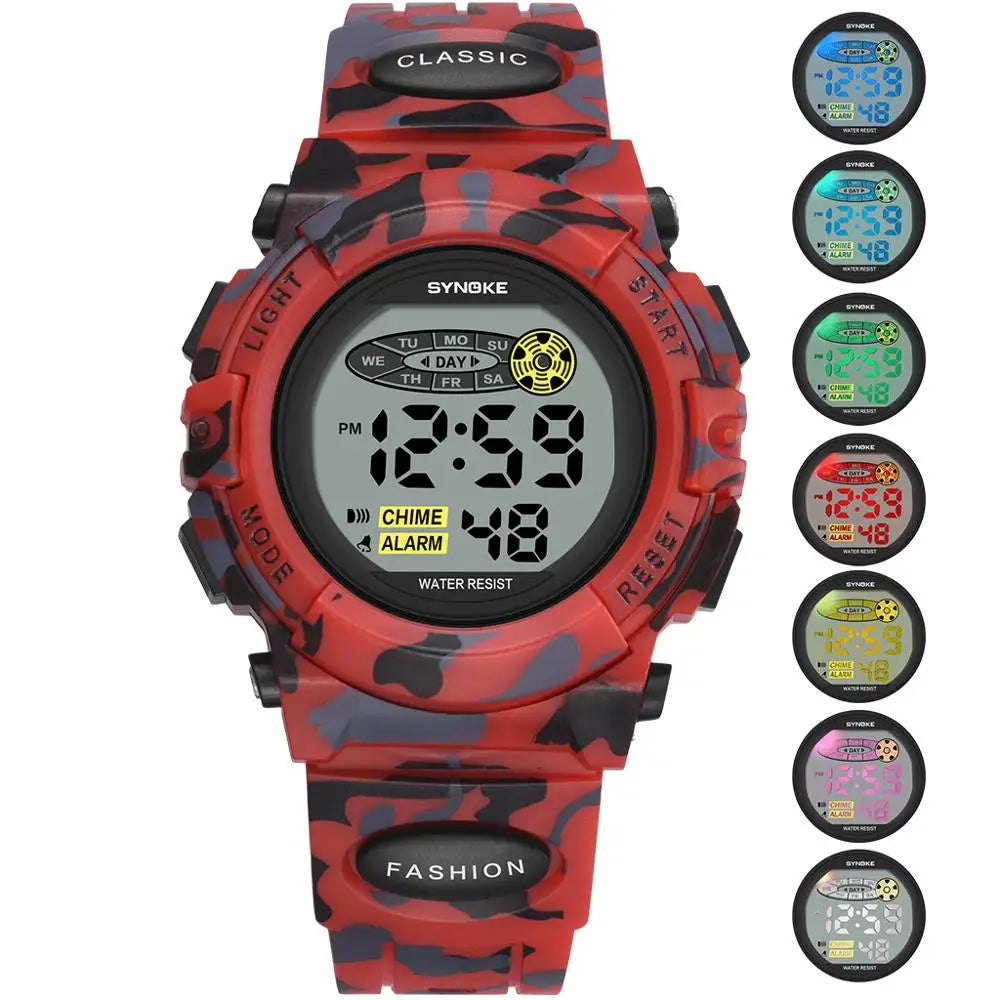 Orologio digitale a LED — Cronometro impermeabile, visualizzazione della data, per bambini e bambine