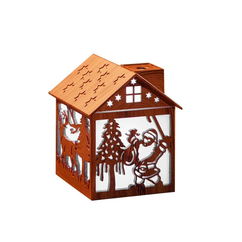 TimberNook aromaterapeutický zvlhčovač — nádržka 240ml, design dřevěného domečku, ultrazvuková mlha, noční světlo
