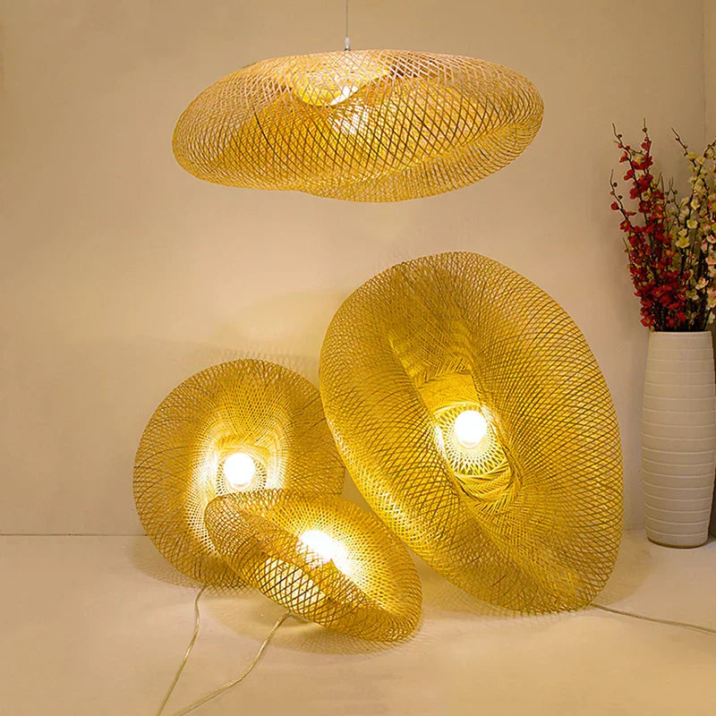 EmeraldLuma Vintage Bamboo LED Pendant Light Fixture