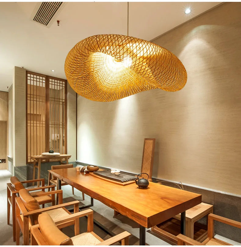 EmeraldLuma Vintage Bamboo LED Pendant Light Fixture