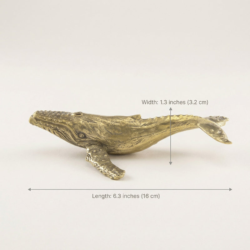 Figura di balena in ottone fatta a mano, elegante decorazione da tavolo costiera - Euroselle