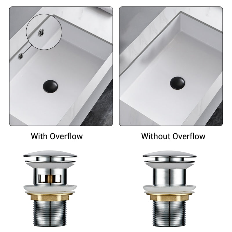 Vessel Sink Pop-Up Drain Assembly — Overflow & Non-Overflow