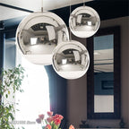 AuroraSphere Glass Orb Pendant Light With Silver Half And Clear Half