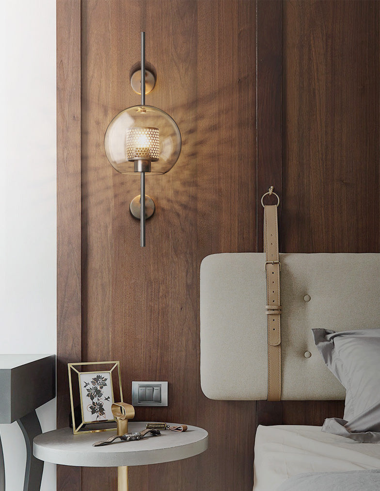 Adriel - Modern Honeycomb Brass & Glass Wall Sconce