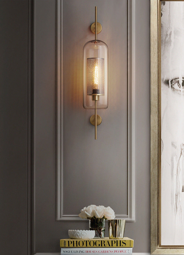 Adriel - Modern Honeycomb Brass & Glass Wall Sconce