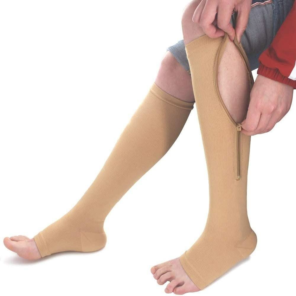 Calze elastiche a compressione FlexEase — Chiusura con cerniera, design per un sostegno tutto il giorno