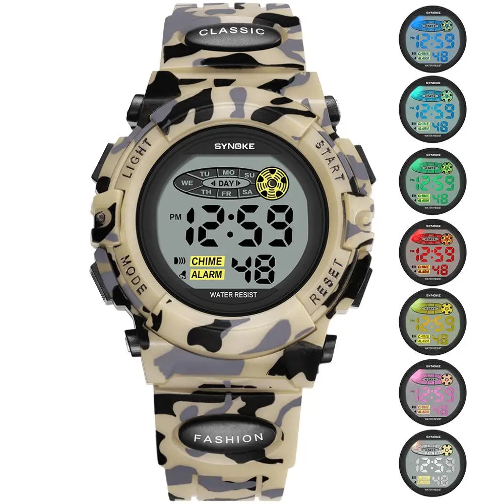 Orologio digitale a LED — Cronometro impermeabile, visualizzazione della data, per bambini e bambine