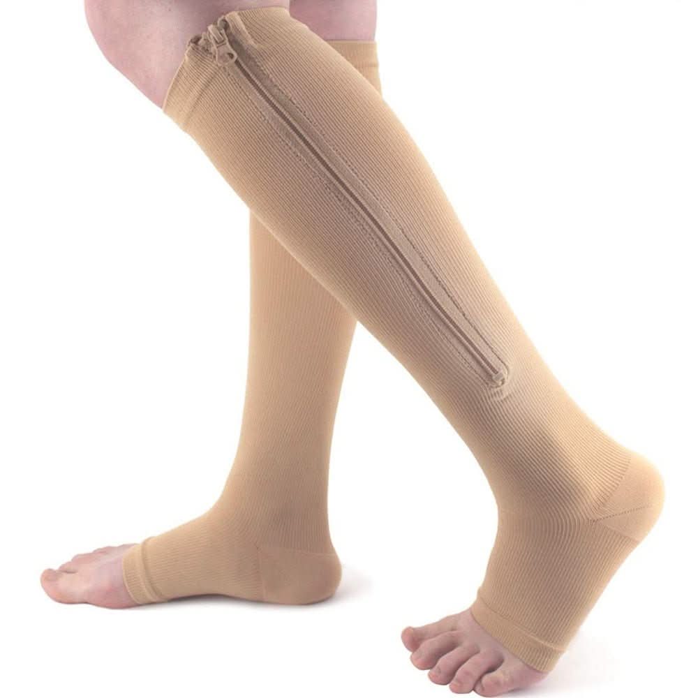 Calze elastiche a compressione FlexEase — Chiusura con cerniera, design per un sostegno tutto il giorno