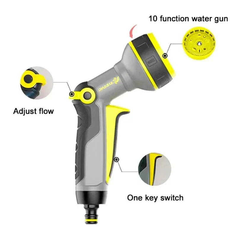 Pistola de pulverización AquaNova de diez patrones — Mango ergonómico, ajustes de pulverización regulables