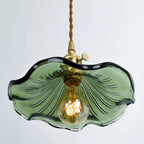 Aurelia Hibiscus Scalloped Glass Pendant Light For Vintage Kitchens, Adjustable Suspension, Warm Light