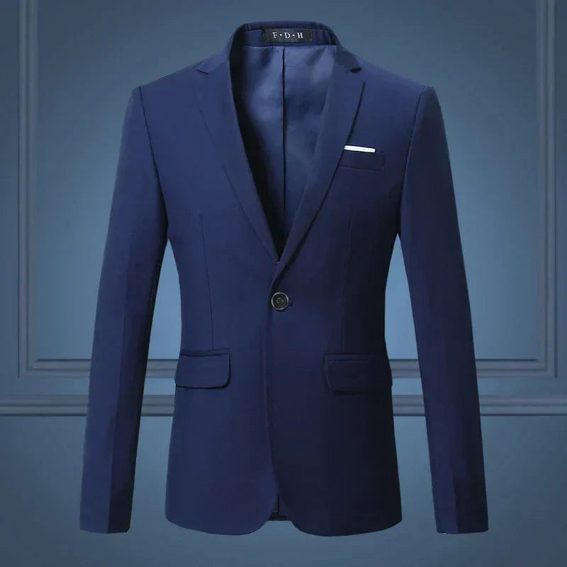 Men's Tailored Single-Breasted Blazer — Business Casual Sport Coat