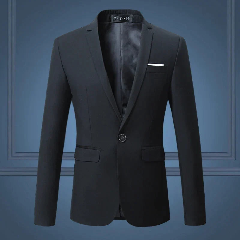 Men's Tailored Single-Breasted Blazer — Business Casual Sport Coat