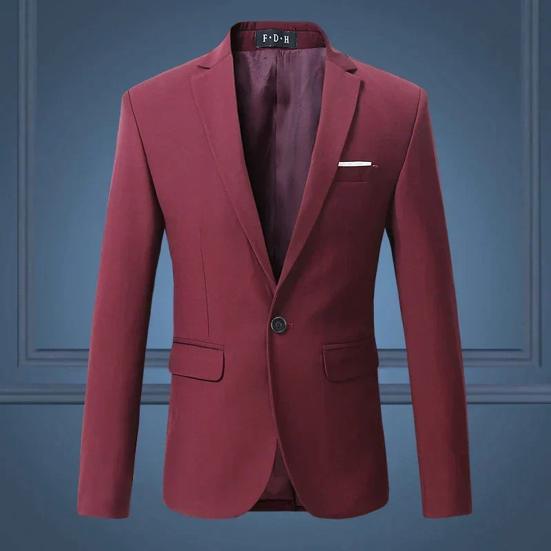 Men's Tailored Single-Breasted Blazer — Business Casual Sport Coat