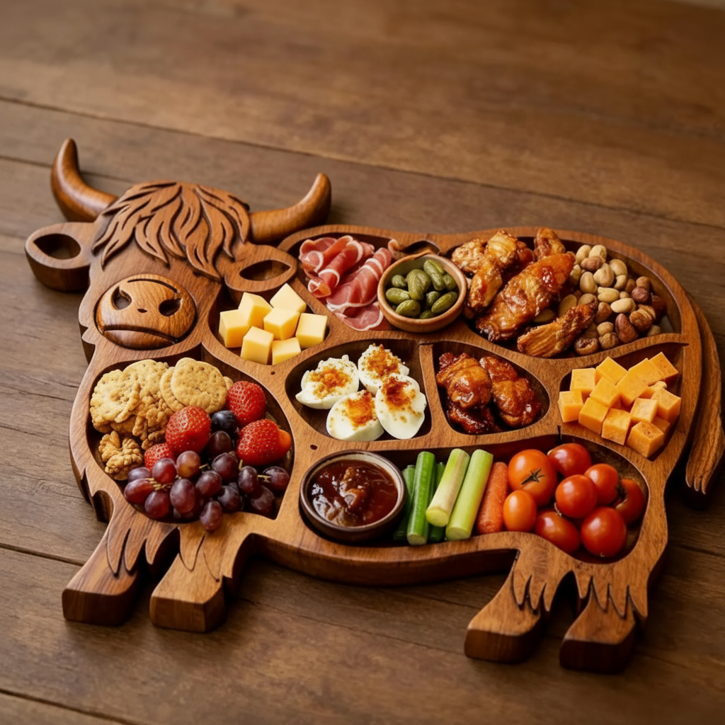 Handcrafted Cow Wooden Charcuterie Board for Cheese and Meats - Euroselle