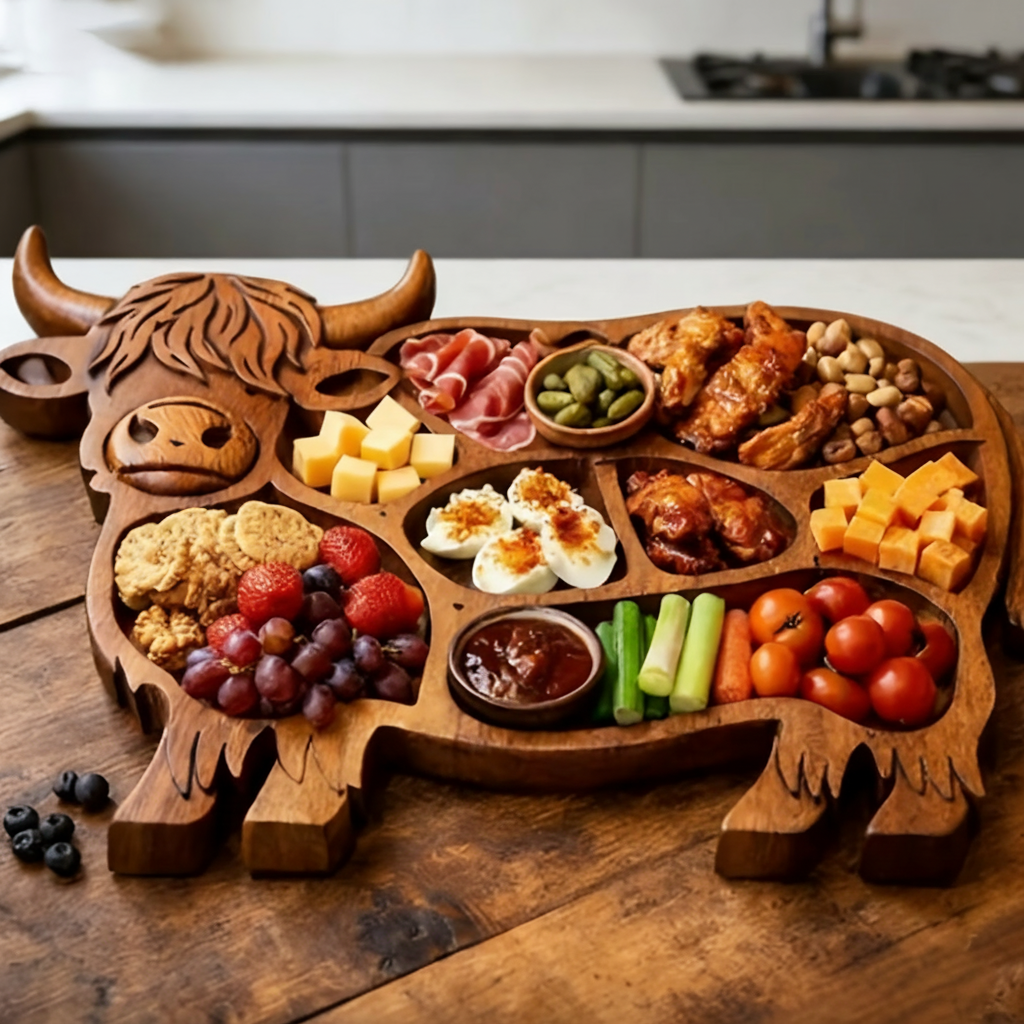 Handcrafted Cow Wooden Charcuterie Board for Cheese and Meats - Euroselle