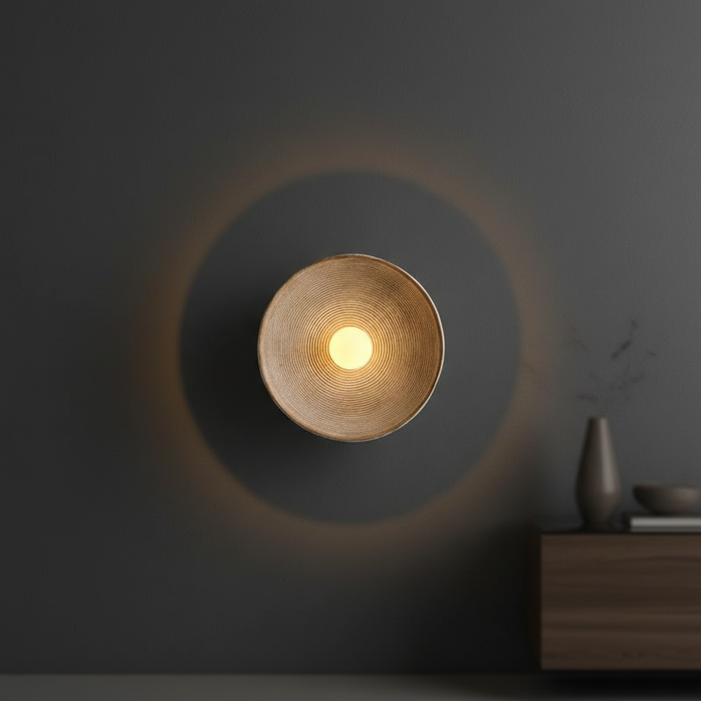AstraLumen Wandlampe im japanisch inspirierten Stil — Sanfte Lichtstreuung, schlichtes rundes Design