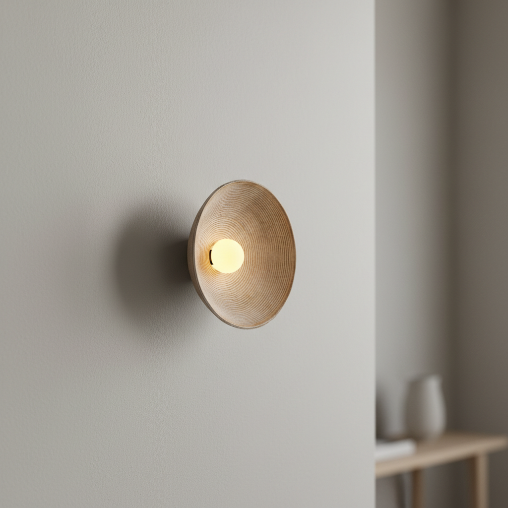 AstraLumen Wandlampe im japanisch inspirierten Stil — Sanfte Lichtstreuung, schlichtes rundes Design