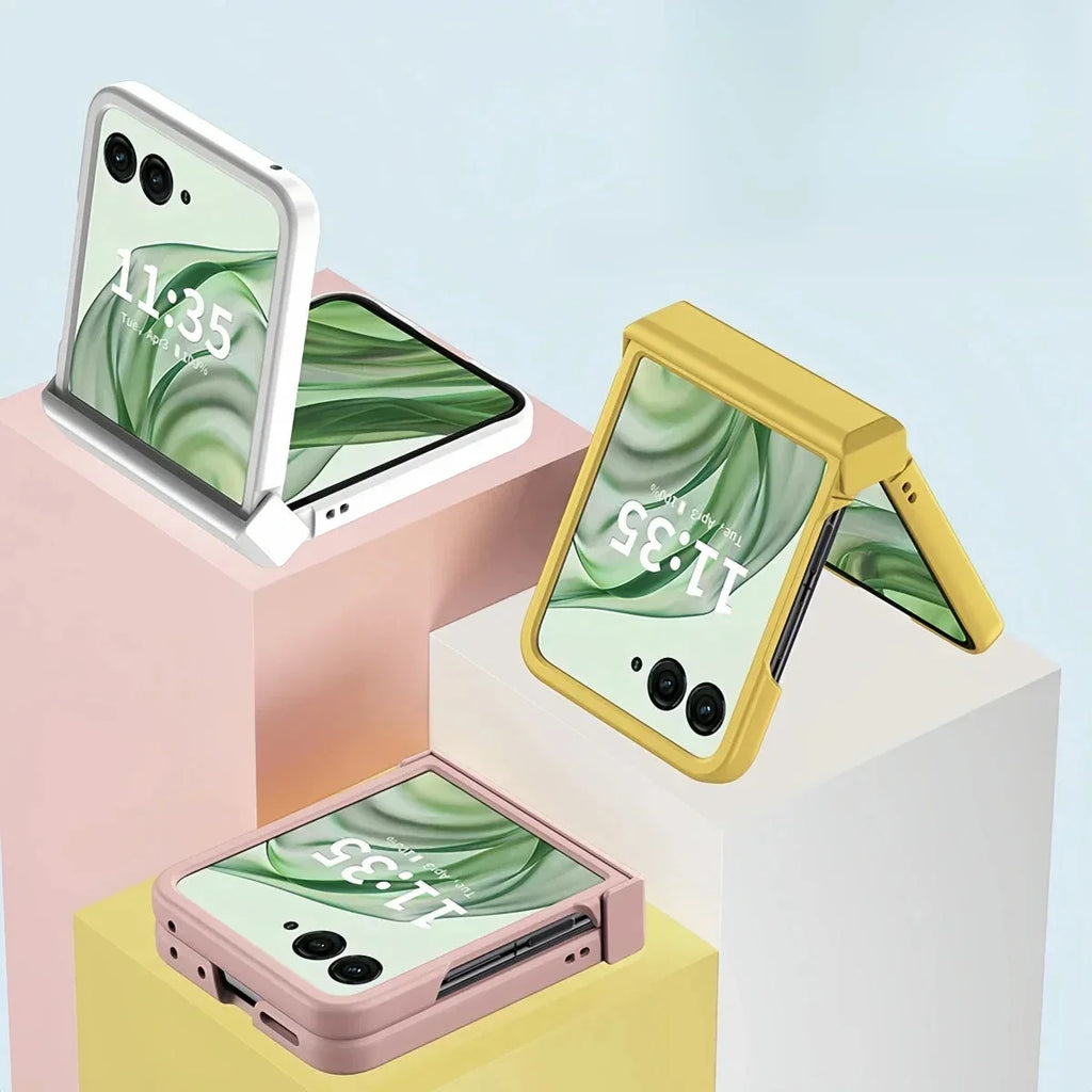 Coque rigide pliable pour téléphone — Protection intégrale de la charnière, bords surélevés