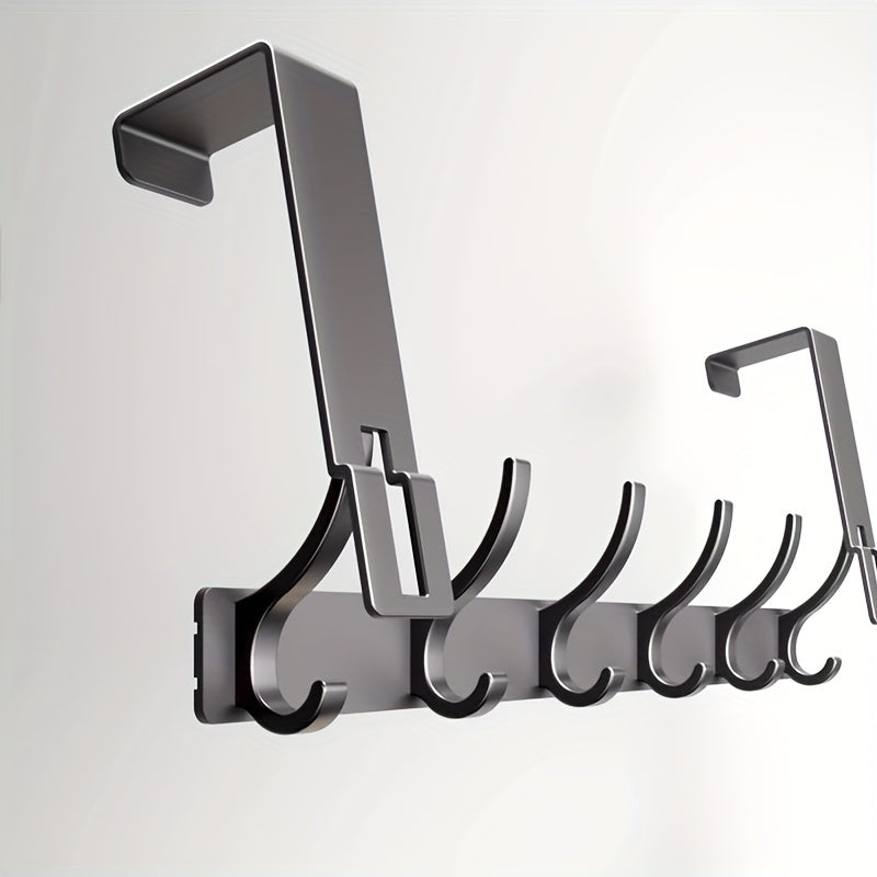 Perchero de aluminio para puerta, 15 pulgadas, negro – Perchero sin taladro para recibidor, armario, dormitorio y baño – Configuraciones de 6 y 7 ganchos