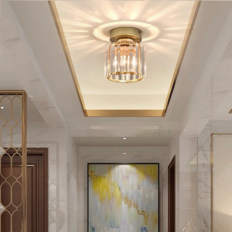 Black Gold Crystal Flush Mount Light Fixture — E27 Socket