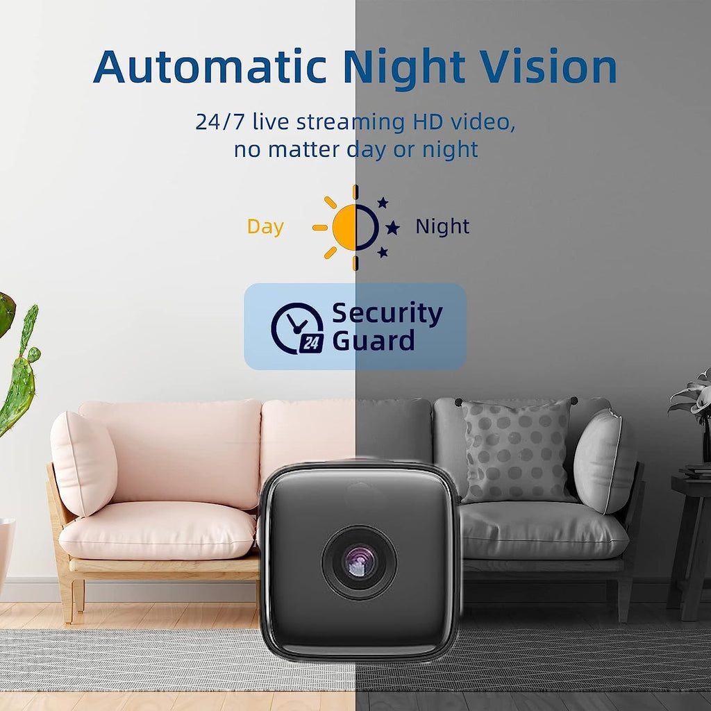 Cameră de securitate Wi-Fi de interior HD 1080P — detectarea mișcării, vedere nocturnă