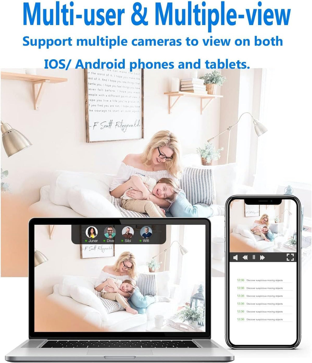 Cameră de securitate Wi-Fi de interior HD 1080P — detectarea mișcării, vedere nocturnă