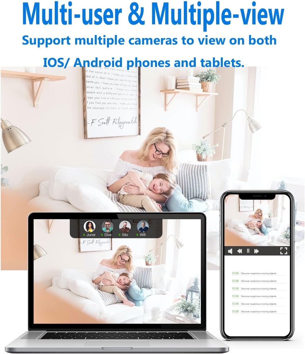 Cameră de securitate Wi-Fi de interior HD 1080P — detectarea mișcării, vedere nocturnă