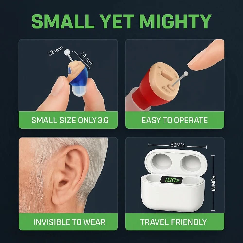 Invisible in-ear hearing aids with rechargeable design and crystal-clear sound for discreet, everyday hearing enhancement - Euroselle
