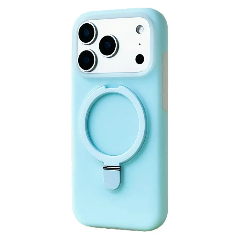 Silikonové pouzdro pro iPhone 15/16/17 Pro Max — stojánek s magnetickým kroužkem
