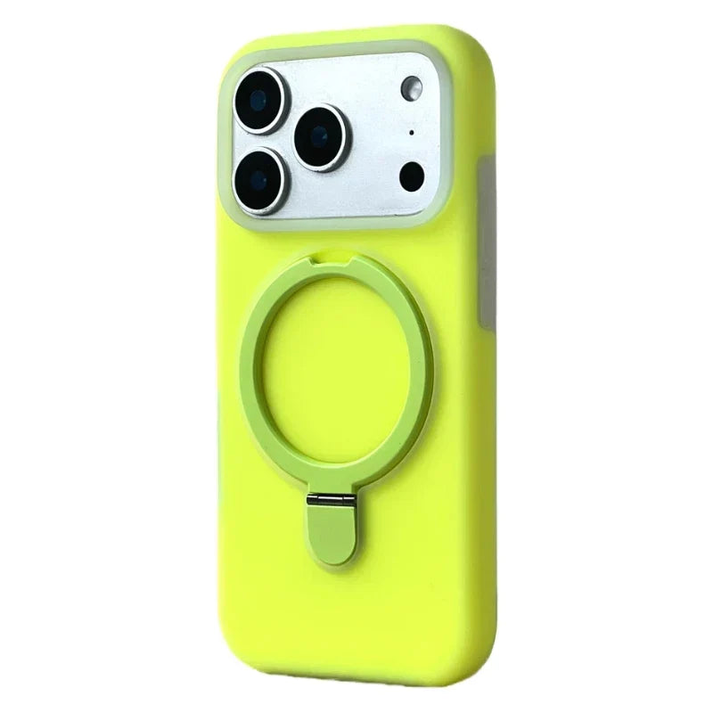 Silikonové pouzdro pro iPhone 15/16/17 Pro Max — stojánek s magnetickým kroužkem