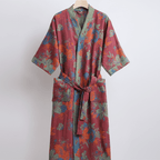 Organic cotton kimono bathrobe with breathable double gauze fabric and relaxed fit for everyday comfort and modern minimal elegance - Euroselle