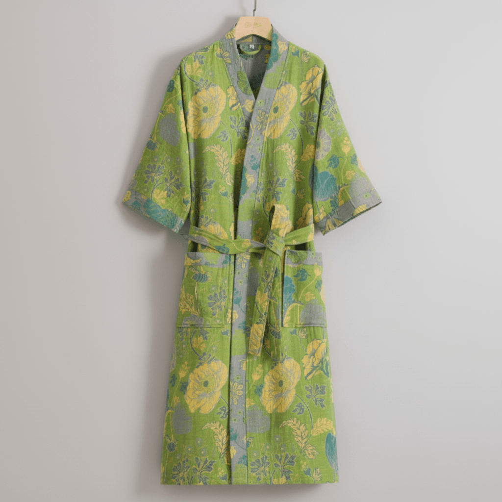 Organic cotton kimono bathrobe with breathable double gauze fabric and relaxed fit for everyday comfort and modern minimal elegance - Euroselle