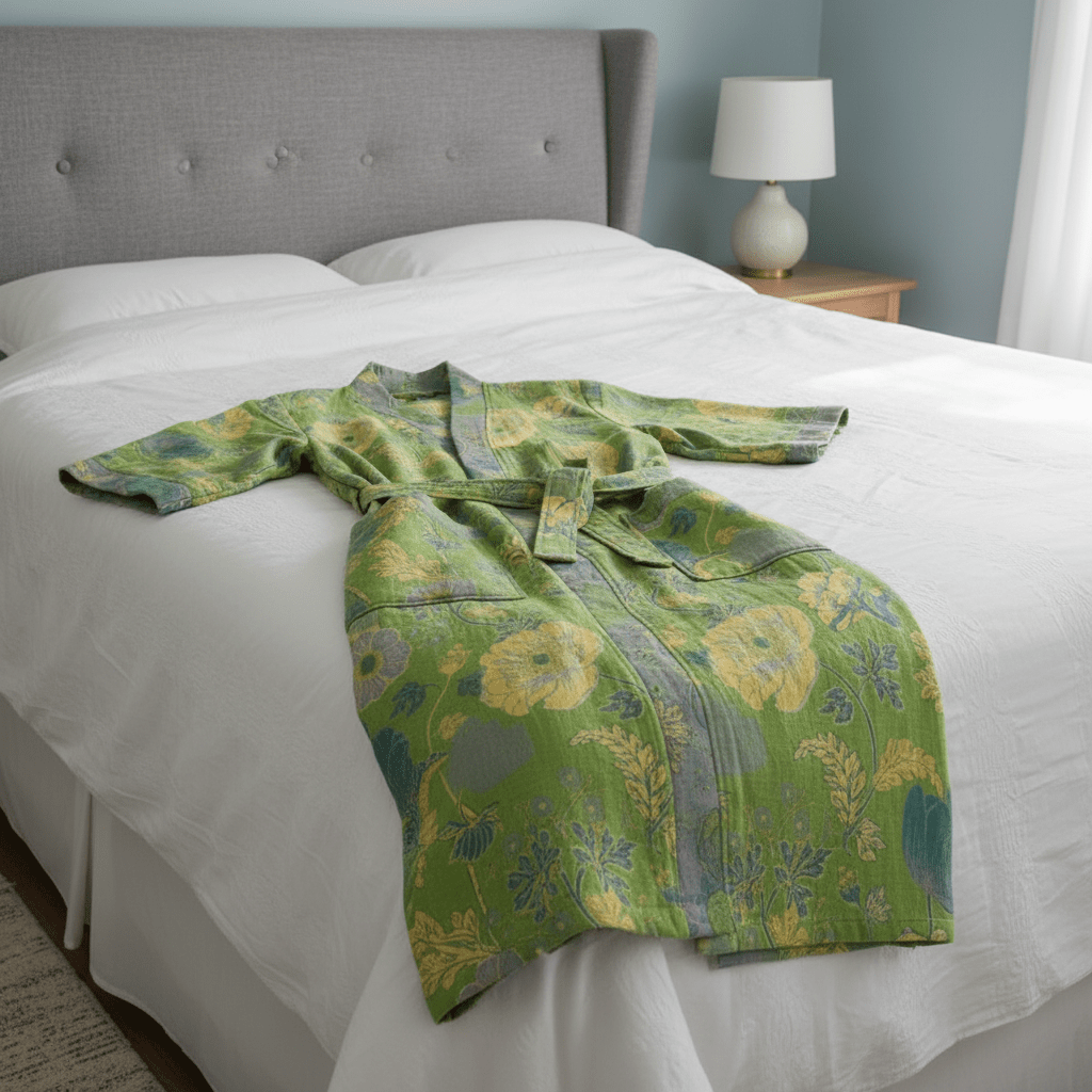 Organic cotton kimono bathrobe with breathable double gauze fabric and relaxed fit for everyday comfort and modern minimal elegance - Euroselle