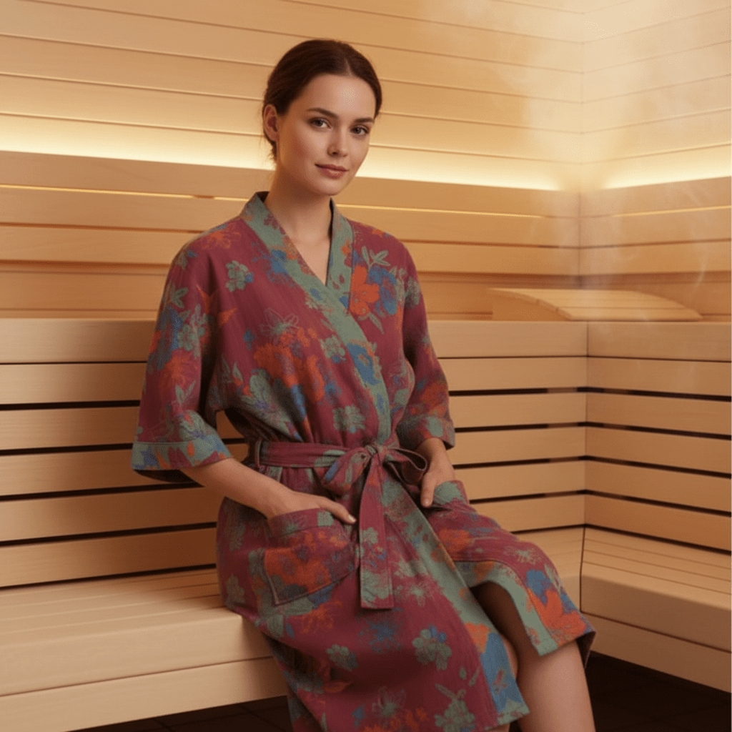 Organic cotton kimono bathrobe with breathable double gauze fabric and relaxed fit for everyday comfort and modern minimal elegance - Euroselle