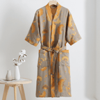 Organic cotton kimono bathrobe with breathable double gauze fabric and relaxed fit for everyday comfort and modern minimal elegance - Euroselle