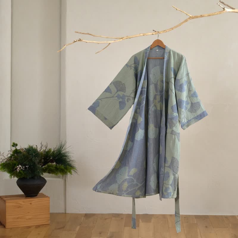 Økologisk bomulds kimono badekåbe med åndbart gaze-stof og vendbart design for afslappet, daglig komfort og naturlig elegance - Euroselle