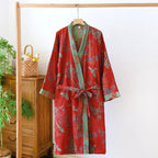 Økologisk bomulds kimono badekåbe med åndbart gaze-stof og vendbart design for afslappet, daglig komfort og naturlig elegance - Euroselle