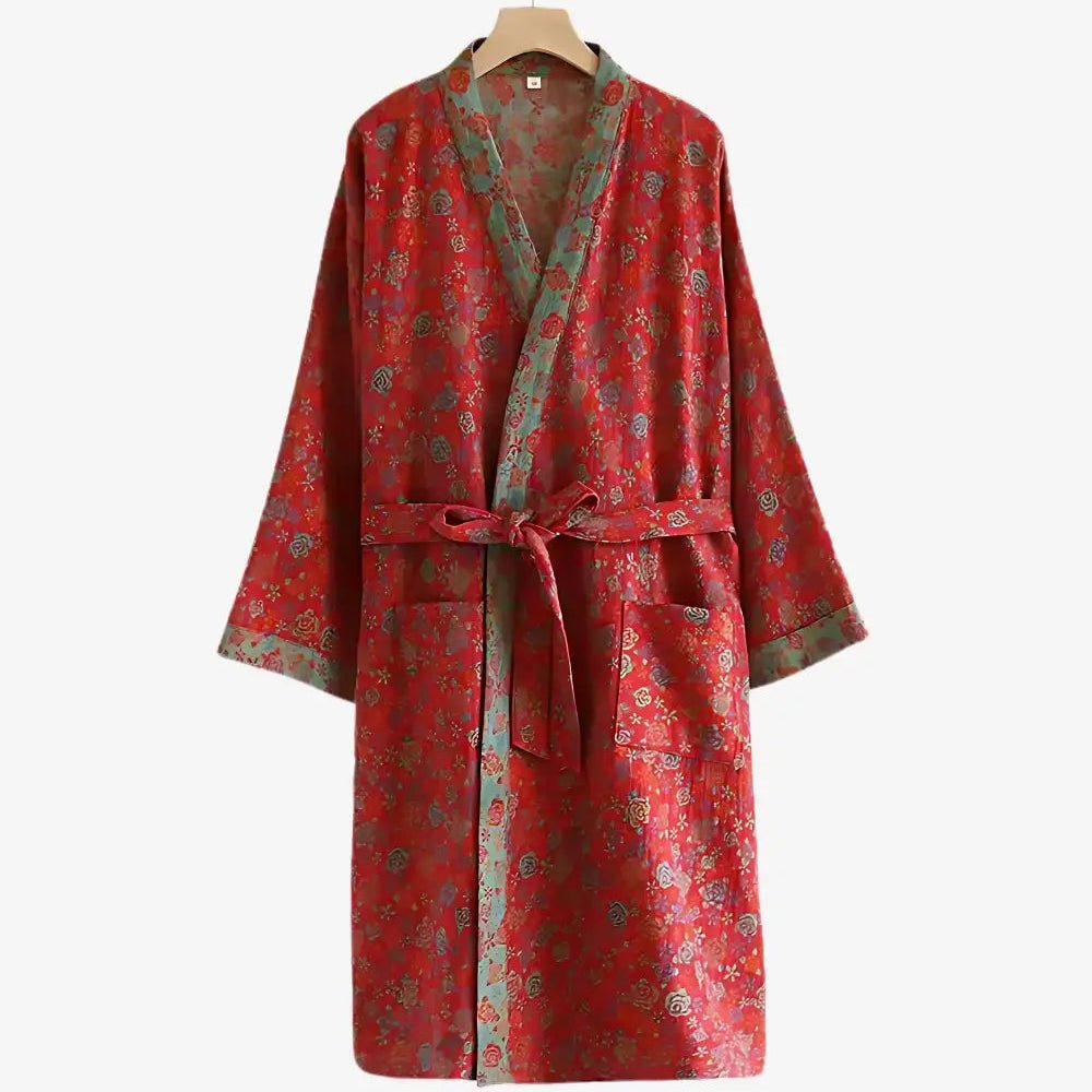 Økologisk bomulds kimono badekåbe med åndbart gaze-stof og vendbart design for afslappet, daglig komfort og naturlig elegance - Euroselle