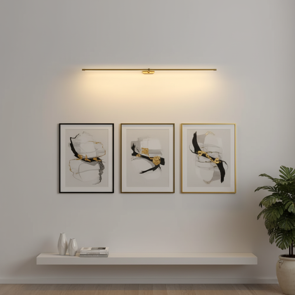 Integrert LED-bildelys i metall, 27–50 tommer, varmt lys