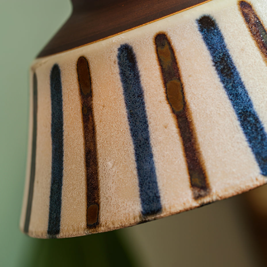 Ręcznie wykonana ceramiczna lampa wisząca — regulowany kwiatowy klosz o szerokości 7 cali
