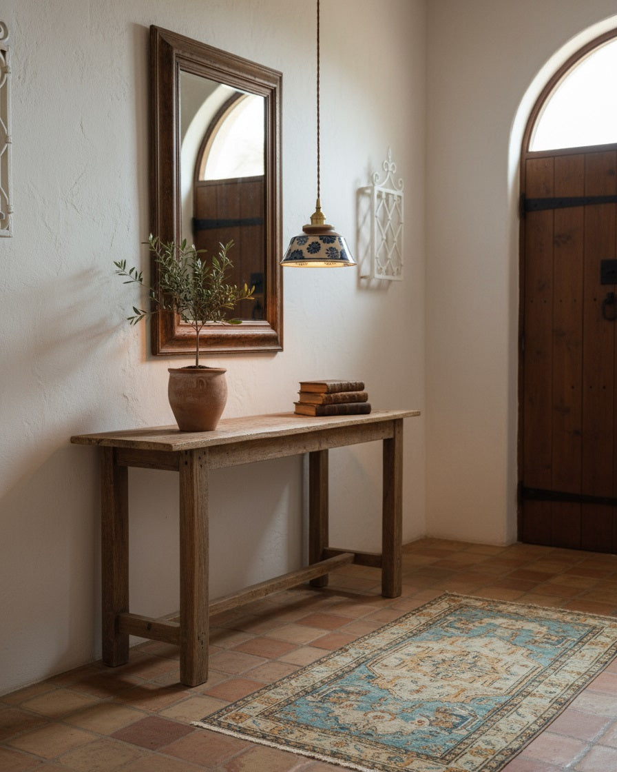 Ręcznie wykonana ceramiczna lampa wisząca — regulowany kwiatowy klosz o szerokości 7 cali